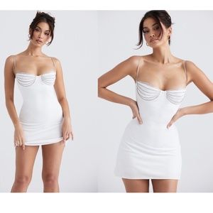 House of CB ‘Grace’ embellished velvet white mini dress NWOT size XS